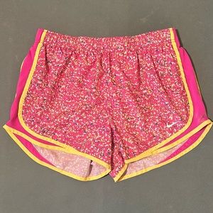 Women’s Nike DRI-FIT Pink and Yellow Multi-Color Polka Dot Activewear Shorts